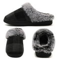 thumbnail image 2 of CHICVOMEY House Slippers for Women & Men Checkered Plaid Memory Foam Slippers with Fuzzy Faux Fur Non-Slip Cozy House Slippers, 2 of 6