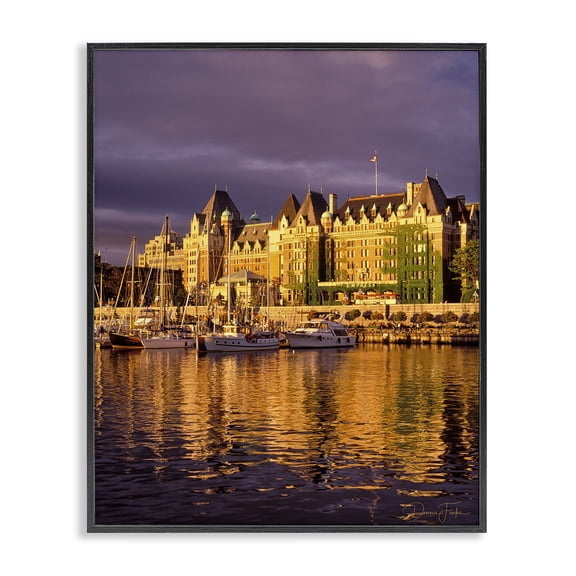 Stupell Industries City Boat Harbor Town & City Photography Black Framed Art Print Wall Art, 11 x 14