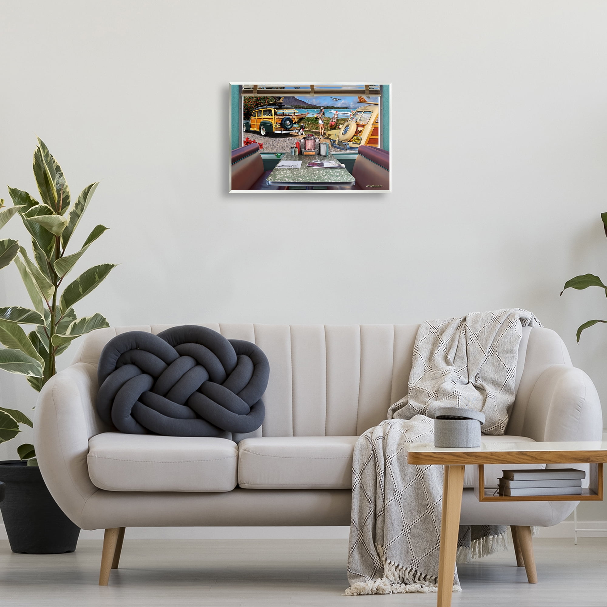 Stupell Industries Vintage Diner Beach View Transportation Painting Unframed Art Print Wall Art, 19 x 13
