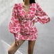 thumbnail image 2 of Mini vestido de manga larga con cuello en V y estampado informal sexy para mujer a la moda Fridja  NMB4438, 2 of 5