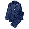 thumbnail image 3 of On Clearance YYDGH Matching Jammies for Families Pajamas Sets Two-Piece Pj Sets Long Sleeve Sleepwear Satin Soft Button Down Loungewear Set, 3 of 6