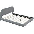 thumbnail image 6 of Full Size Bed Frame, Queen Size Upholstered Platform Bed with Thick Fabric, Solid Frame and Stylish Curve-Shaped Design, Easy Assembly, No Box Spring Needed, 6 of 8