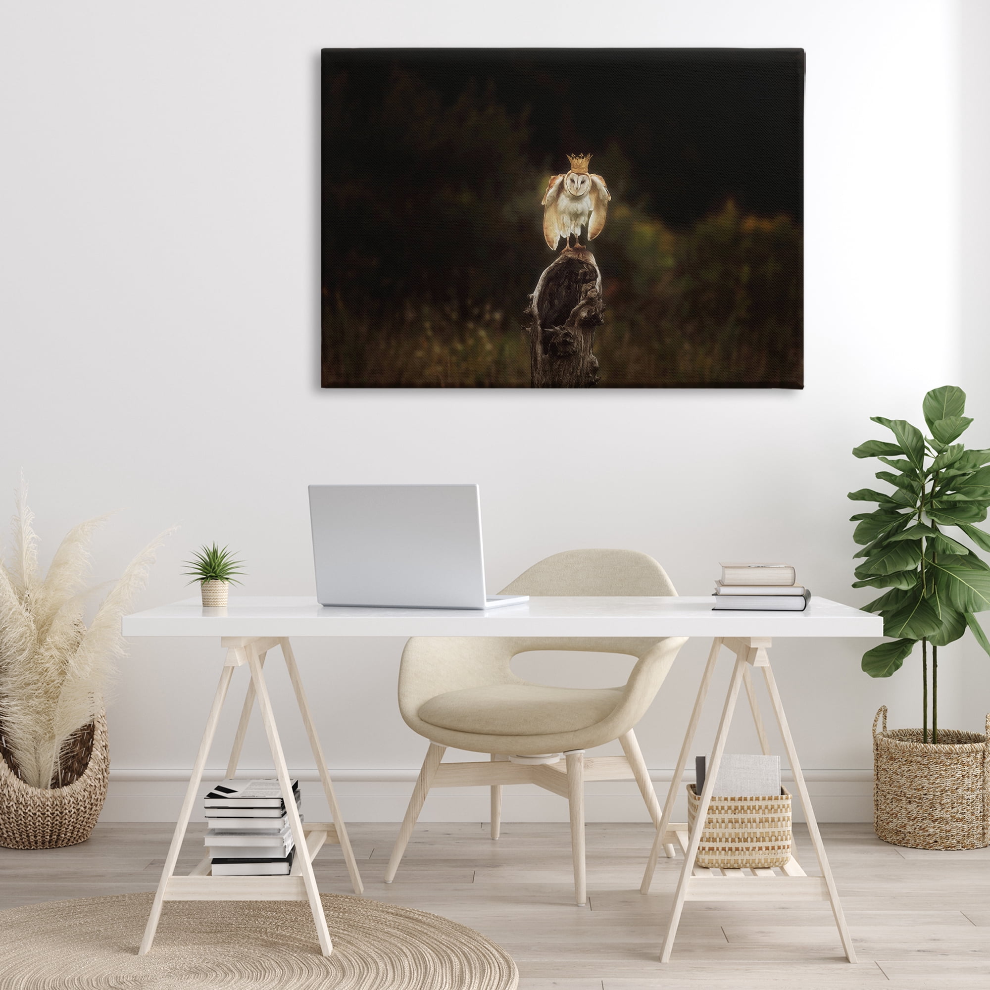 Stupell Industries Crowned Owl Perched Animals & Insects Photography Gallery Wrapped Canvas Art Print Wall Art, 45 x 30