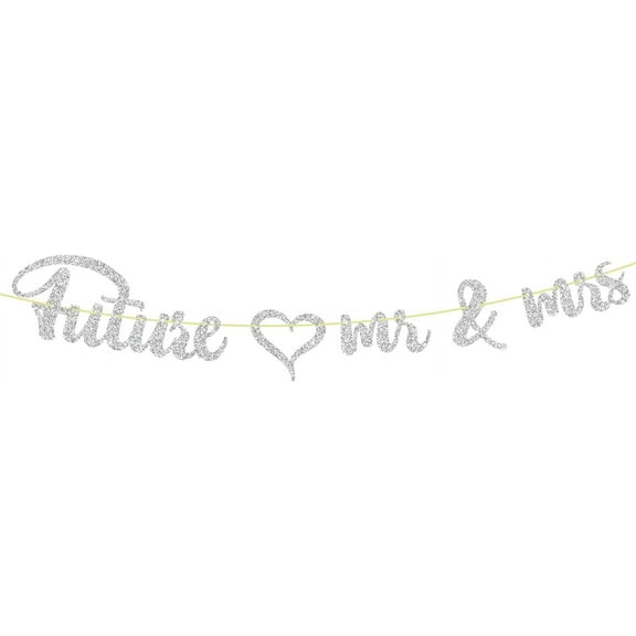 Future Mr & Mrs Banner, Just Engaged, We're Engagement Hanging Sign, Happy Engagement Party Decorations, Silver Glitter