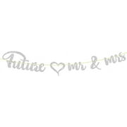 Future Mr & Mrs Banner, Just Engaged, We're Engagement Hanging Sign, Happy Engagement Party Decorations, Silver Glitter