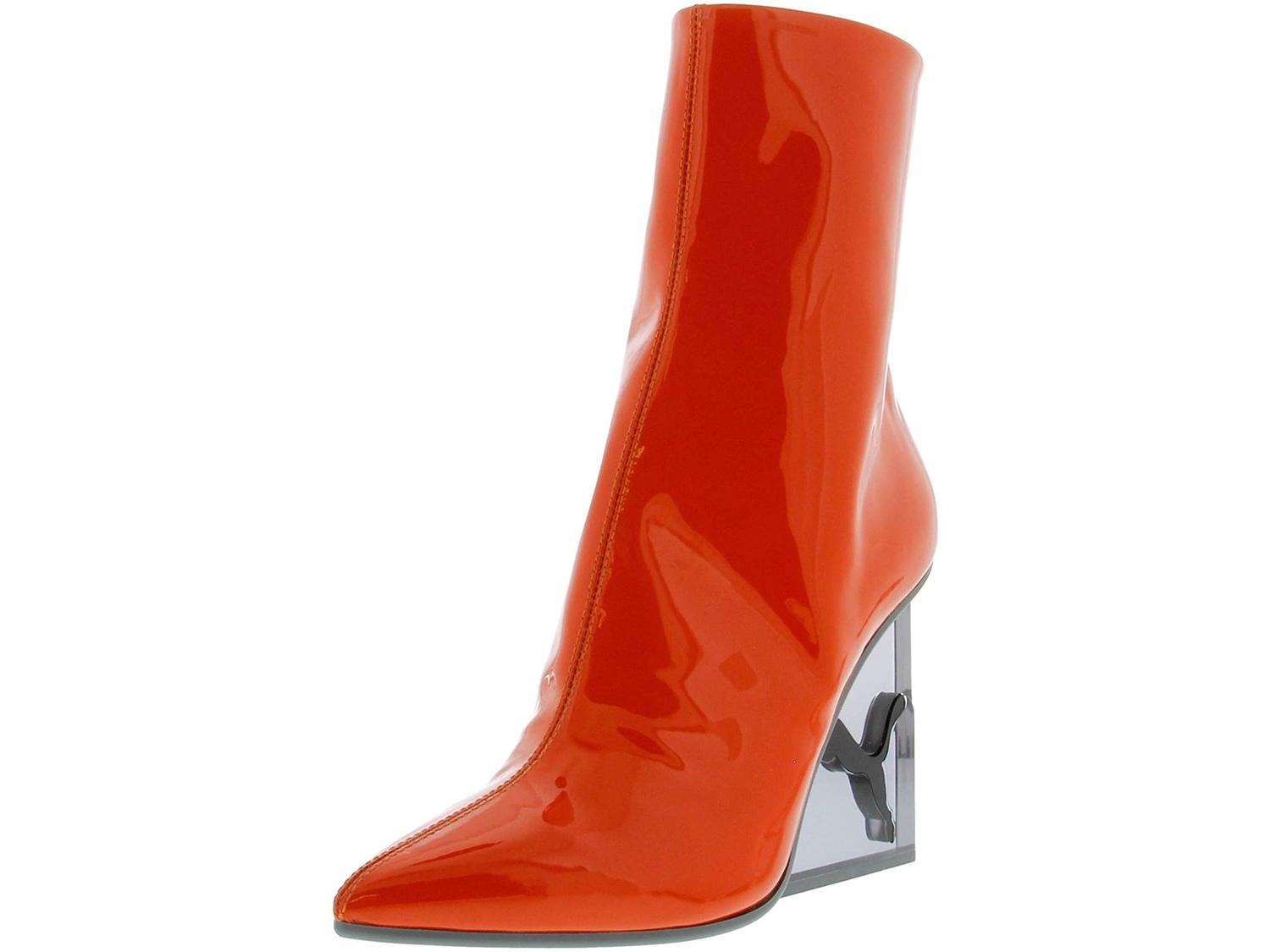 patent leather wedge boots