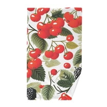 Cherry Fruits with Leaves Cotton Face Towels Soft Hand Towel Absorbent Bathroom Towel for Kitchen Hotel Decoration