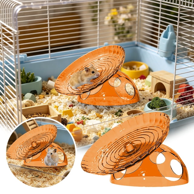 Fournitures pour Animaux Petit Animal Exercice Course Hamster Roue Disque Rotatif Rouleau Cachette Ronde Cage d'Activités Souris Hérisson Jouet Interactif Sûr Silencieux Silencieux Jeu Enrichissement Gym