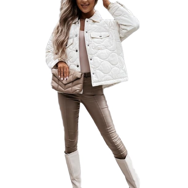 Txlixc Chaqueta acolchada de manga larga para mujeres Txlixc moda