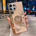 thumbnail image 2 of Case for Galaxy S23 Ultra,3D Butterfly Kickstand Bling Glitter Diamond Marble Ring Stand Shockproof Women Girls Rhinestone Phone Case for Samsung Galaxy S23 Ultra 5G,6.8" 2023 (DLH Gold), 2 of 11