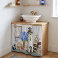 thumbnail image 4 of Vintage Lighthouse Coastal Cabinet Curtains 35"W x 35"L, Nautical Ocean Sea Retro Art Sink Skirt for Bathroom Vanity Kitchen Self Adhesive, Dust-Proof Privacy Curtain for Shelves Closet Pantry, 4 of 9