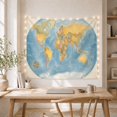 thumbnail image 5 of Vintage World Map with Muted Countries on Blue Oceans, Dreamy Boho for Geography Enthusiasts, Decorative Wall Art, Housewarming Gift, Tapestry Wall Hanging for Study Room and Living Room, 5 of 7