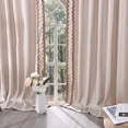 thumbnail image 5 of Alishomtll Natural Linen Scalloped Rod Pocket Back Tab Blackout Curtains for Bedroom,Pack of 2,52"x 63", 5 of 10
