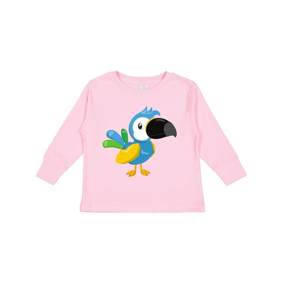 Inktastic Colorful Parrot, Tropical Parrot, Cute Parrot Boys or Girls Long Sleeve Toddler T-Shirt