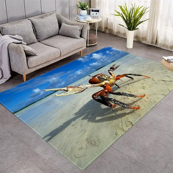 Area Rug Seaside Scenery Carpet 3DPrinted Living Room Area Rug Bedroom Kids Playing Rug Doormat Entr