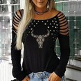 thumbnail image 2 of Blusa de manga larga con cuello redondo informal a la moda para mujer Pompotops  gfhjh15420, 2 of 5
