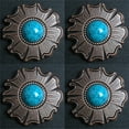 thumbnail image 4 of Set Of 8 Western Screw Back Concho 1.5 In Turquoise Stone Floral Saddle, 4 of 4
