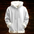 thumbnail image 2 of Women's Zip Up Hoodie 2026 Long Sleeve Fashion Fur Trim Plain Hooded Sweatshirt with Pockets Jacket Coat, 2 of 4