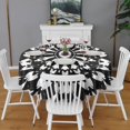 thumbnail image 2 of Black White Tie Dye Mandala Pattern Round Tablecloth 60"x60",Wrinkle Wipeable Table Cloth for Kitchen Dining Room Picnic Patio Party, 2 of 6