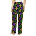 thumbnail image 3 of Uemuo Mardi Gras Shiny Green Purple Pattern Women's Wide Leg Palazzo Lounge Pants with Pockets Light Weight Loose Comfy Casual Pajama Pants-Medium, 3 of 9
