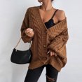 thumbnail image 2 of Womens Oversized Cable Knit Cardigan Sweater Button Front V Neck Long Sleeve Soft Warm Casual Outerwear for Fall Winter Daily Wear Ladies Top, S, 2 of 6