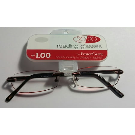 20/20 Strength Rimless Reading Glasses (1.00 strength), Lightweight ,frameless By Foster Grant From USA