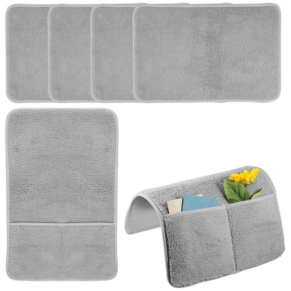 5 Pcs Sofa Headrest Cover Armrest Cover Furniture Protector with Side Pocket,Khaki