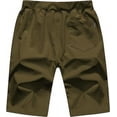thumbnail image 3 of Mens Shorts Casual Drawstring Zipper Pockets Elastic Waist Armygreen 36, 3 of 8