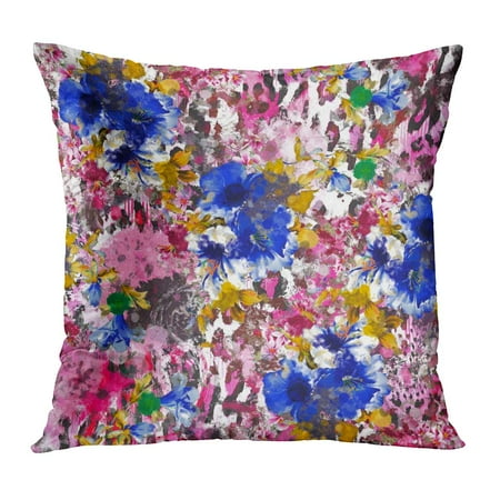 Leopard Roses - ECCOT Yellow Watercolor Pattern Rose Blue Brush Stripe Plaid and Leopard Abstract Flower and Black Pillowcase Pillow Cover Cushion Case 20x20 inch