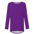 thumbnail image 4 of Sevevn Women's Solid T-shirt Long Sleeves Blouse Round Neck Casual Tops Purple XL Family Gifts, 4 of 5