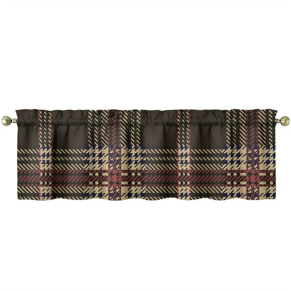 54 Inch Buffalo Plaid Valance - Rustic Farmhouse Kitchen Window Curtain with Rod Pocket, Soft Polyester, Light Filtering - Red and Black Checkered