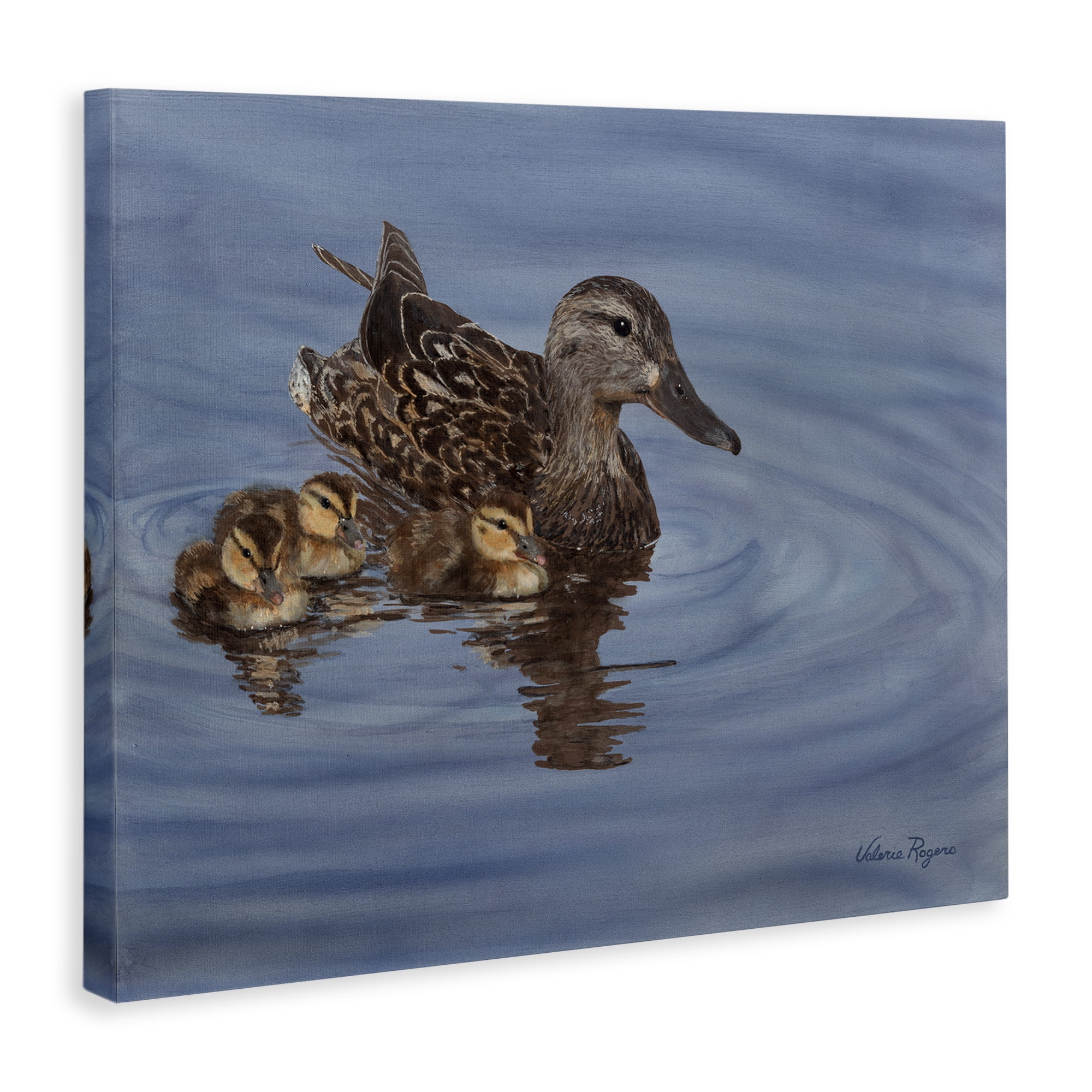 Stupell Industries Duck Family Ripples Animals Painting Wrapped Canvas Art Print Wall Art, 30 x 24