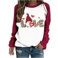 thumbnail image 2 of Qertyioot T-Shirt Graphique Femme Valentine à Manches Longues, Blouse Imprimée à Col Rond et Manches Courtes, 2 of 3