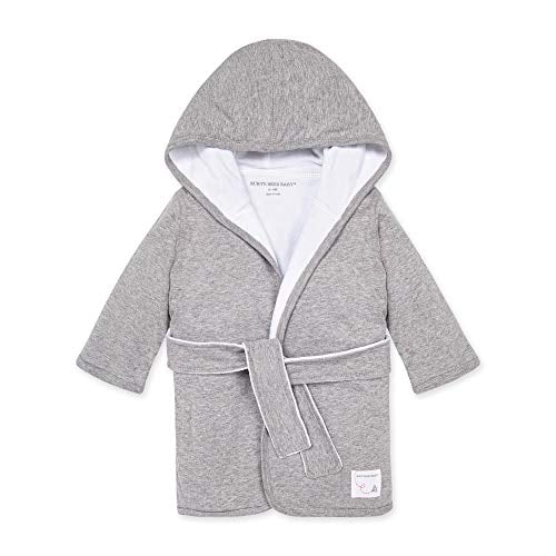 Burts Bees Baby Bathrobe Infant Hooded Robe Absorbent Knit Terry 100 Organic Cotton 09 Months Heather Grey Walmart
