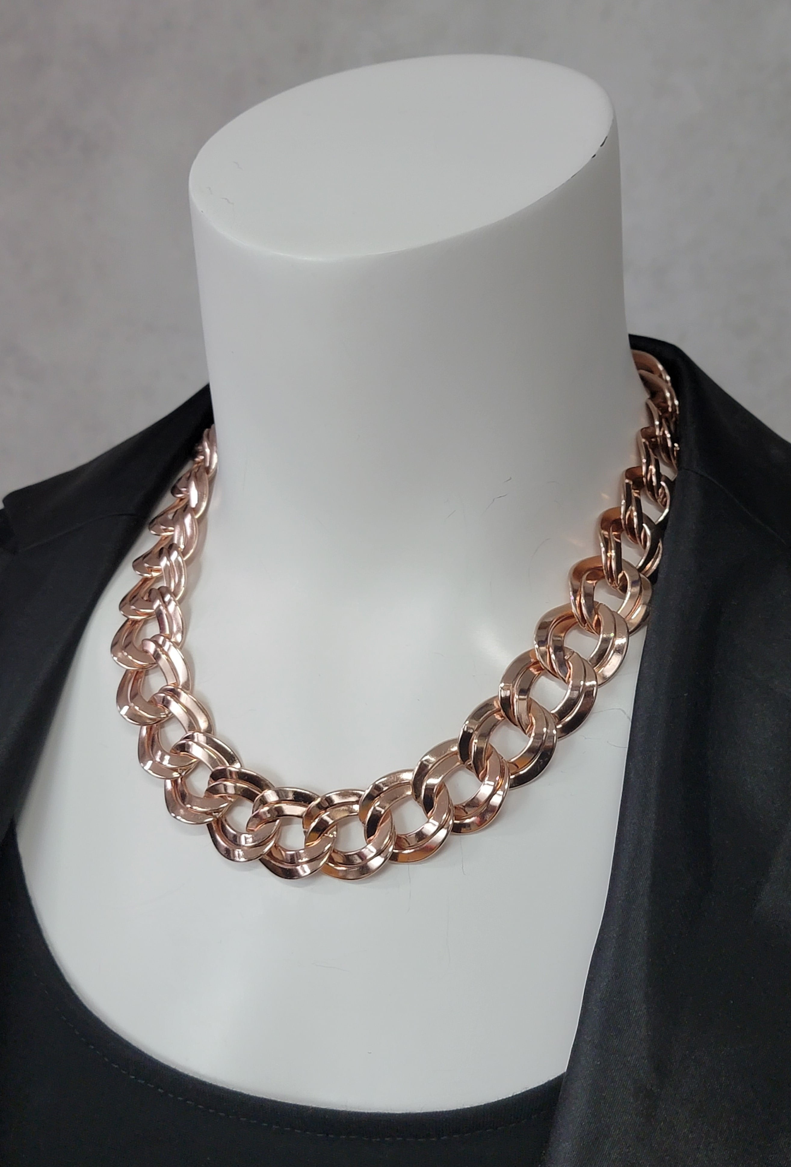 Ky & Co Rose Gold Tone Wide Double Curb Chain Link Necklace 18" Ladies Adult Female Women