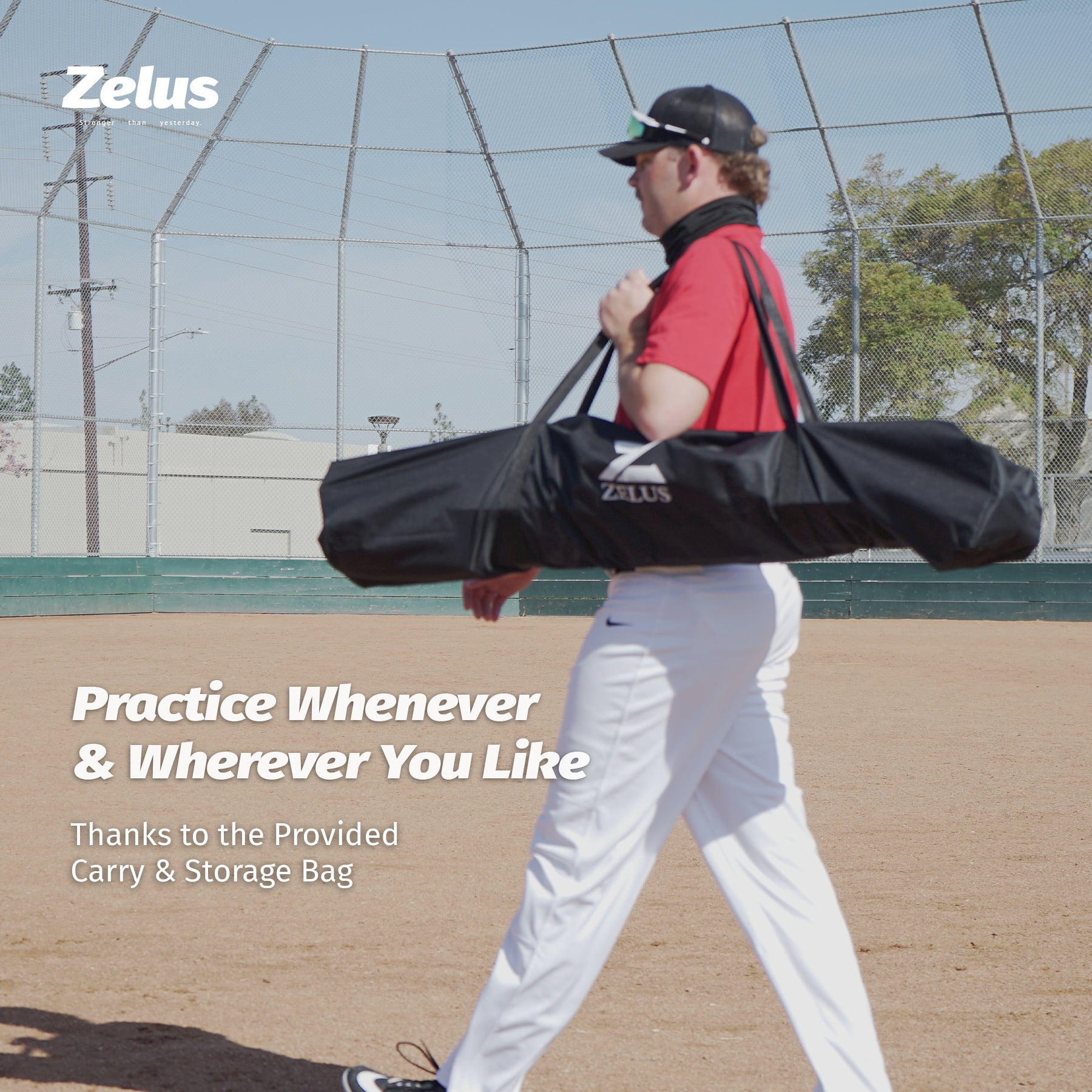 Zelus Baseball Net Softball Practice Kit 7x7ft Pitching Net with Training Balls & Bag