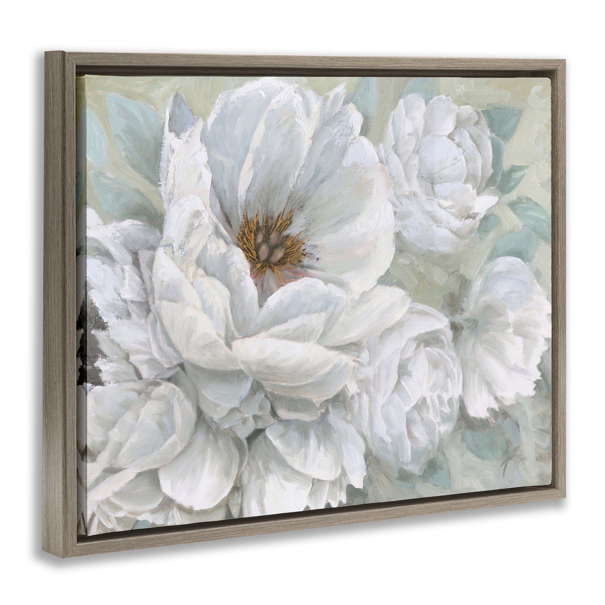 Stupell Industries White Beauty Bouquet Botanical & Floral Painting Brown Floater Framed Art Print Wall Art, 21 x 17