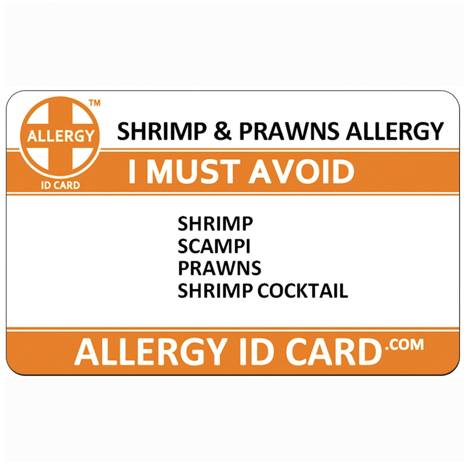 Allergy ID Card Shrimp & Prawns Allergy