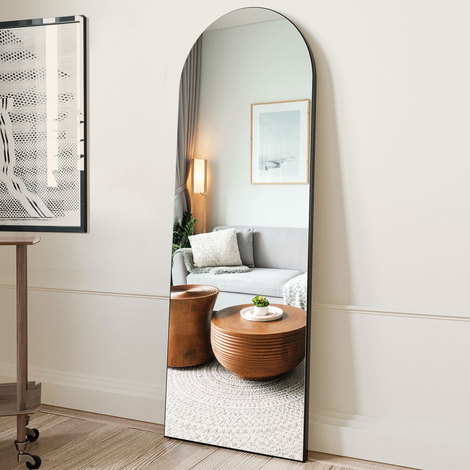 BEAUTYPEAK Arched Full Length Floor Mirror 58"x18" Full Body Standing