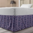 thumbnail image 1 of Oriental Bed Skirt, Traditional Eastern Inspired Shapes, Elastic Bedskirt Dust Ruffle Wrap Around for Bedding Decor, 4 Sizes, Dark Indigo Mauve, by Ambesonne, 1 of 2