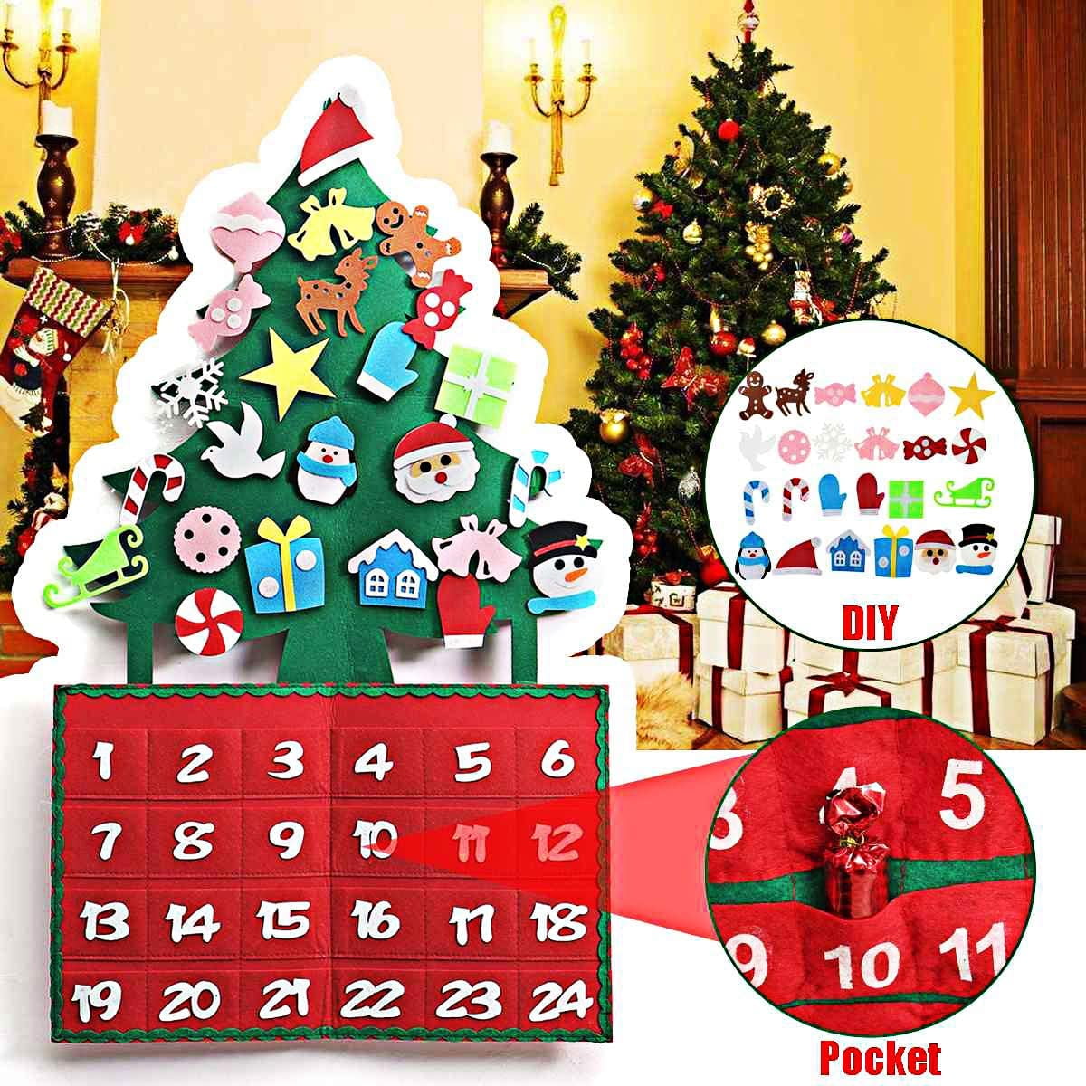 Christmas Decoration 2019 Countdown to Christmas Calendar FUNARTY Christmas Tree Felt Advent Calendar,24 Days Advent Calendar