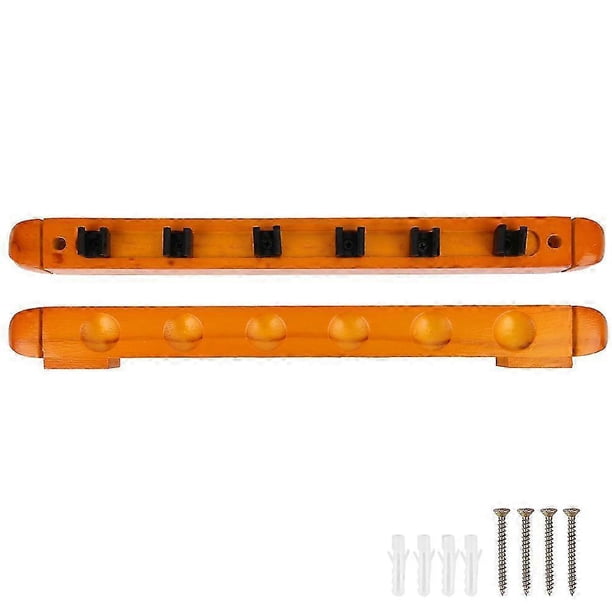 Billiards Snooker Supply Accessory Wooden Wall Mounted Pool Cue Rack Bracket 6 Holes