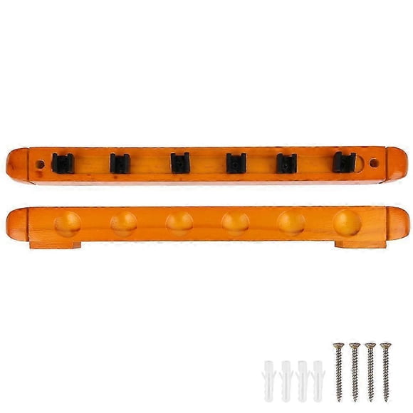 Billiards Snooker Supply Accessory Wooden Wall Mounted Pool Cue Rack Bracket 6 Holes