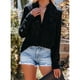 thumbnail image 1 of Blusa de mujer con encaje y cuello vuelto, manga larga, exquisita blusa holgada con un solo botón para la oficina, 1 of 7