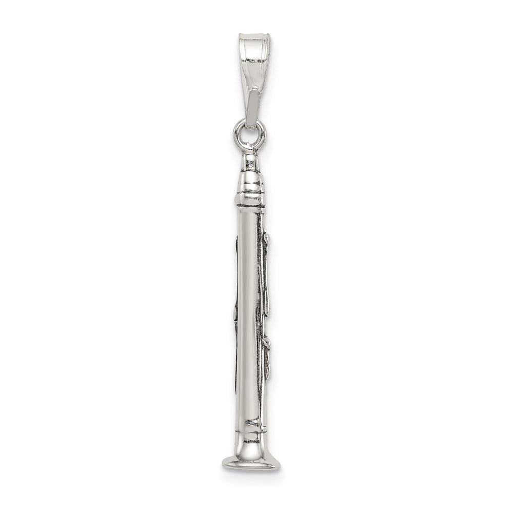 Sterling Silver Antiqued Clarinet Charm QC3765