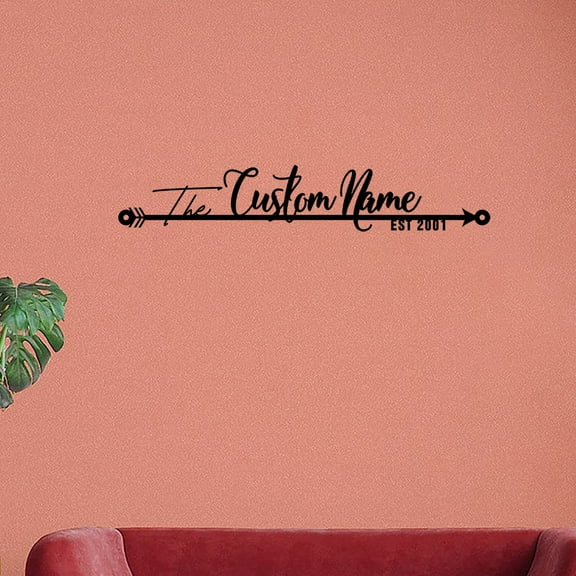 Custom Metal Personalized Arrow Family Name Sign, Large Metal Wall Art, Customized Home Decoration, Wedding Gift