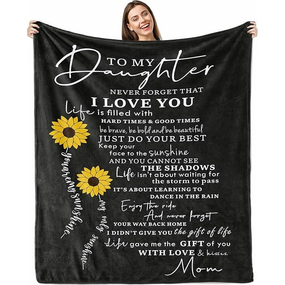 Christmas Daughter Gifts from Mom,Birthday Gifts for Daughters Adult,Christmas Valentines Graduation Mother Day Presents for Daughters,to My Daughter Throw Blanket from Mom 60"X50"