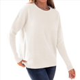 thumbnail image 2 of Suéter de Otoño 2025 para Mujer, Jersey de Punto Acanalado de Larga, Holgado, Cuello Redondo, Murciélago, Suéter Dividido. L, 2 of 9