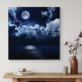 thumbnail image 2 of HFDF Canvas Print Wall Art Blue Majestic Moon Over The Ocean Astronomy & Space Sky Digital Art Modern Art Global Scenic Colorful Multicolor for Living Room, Bedroom, Office 10x8inch Framed, 2 of 5