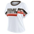 thumbnail image 2 of Women's WEAR by Erin Andrews White Cleveland Browns Cropped Center Stripe Dolman T-Shirt, 2 of 6
